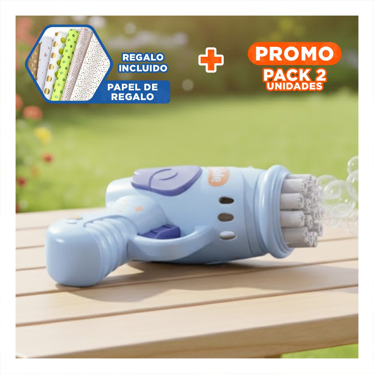 PACK2 MAQUINA DE BURBUJAS INFANTIL PARA USO DIARIO Y+PAPEL REGALO - 1