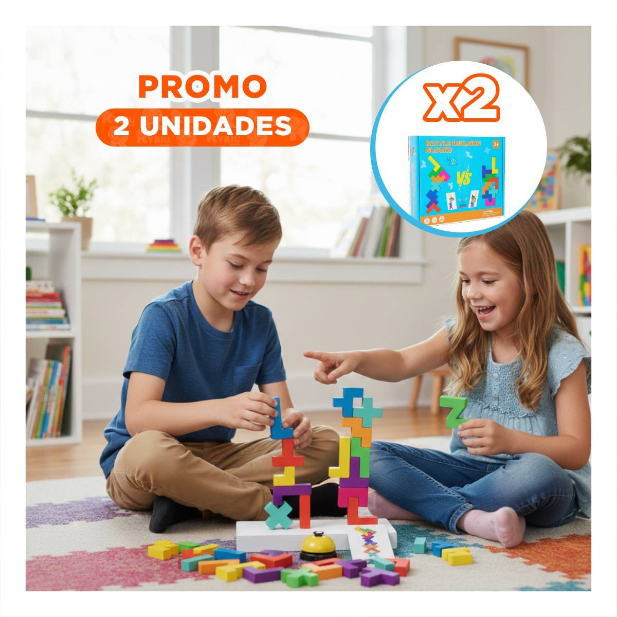 PACK2 VERSION TETRIS MULTICOLOR PARA JUEGO RECREATIVO FAMILIAR Y+REGALO STICKER - 1