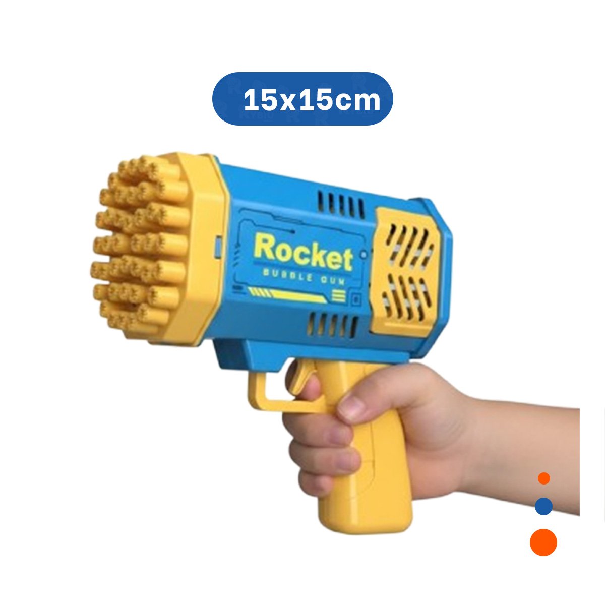 PACK2 PROYECTOR MANUAL DE BURBUJAS COHETE AZUL Y AMARILLO PARA NINOS - 4