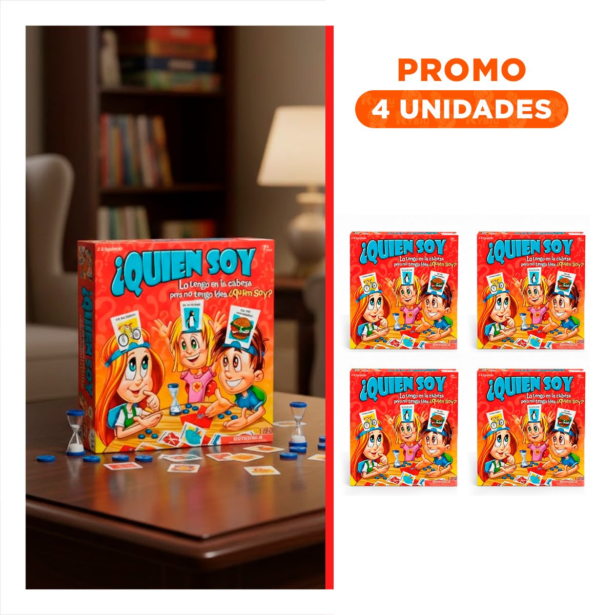 PACK4 ENTRETENIMIENTO DE CARTAS QUIEN SOY ROJO PARA CASA Y+REGALO STICKER - 1