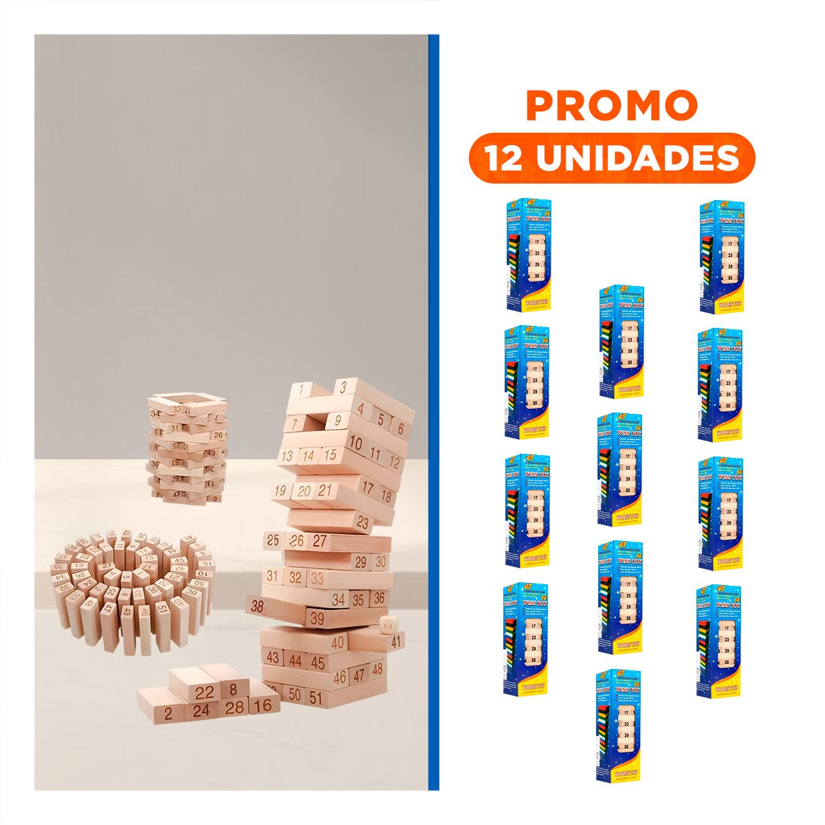 PACK12 TORRE DE MADERA PARA JUEGOS DE EQUILIBRIO Y+REGALO STICKER - 1