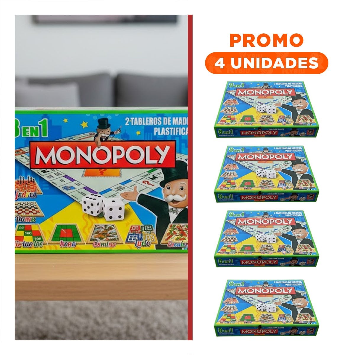 PACK4 MODELO LUDICO MULTICOLOR PARA CASA CON MESA CLASICA Y USO FAMILIAR Y+REGALO STICKER - 1