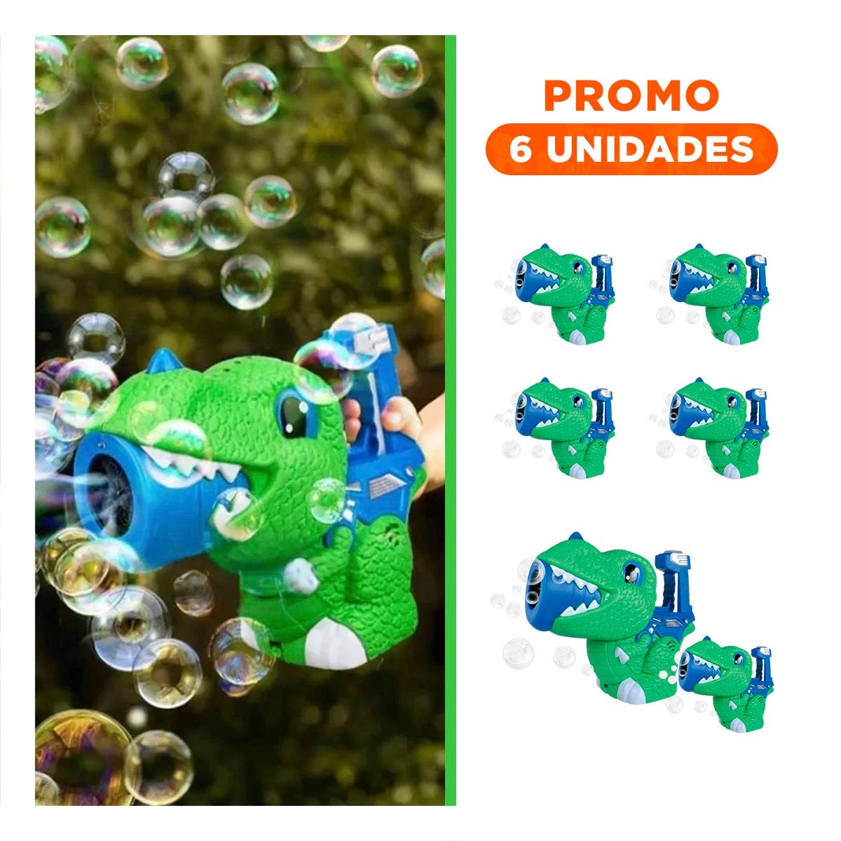 PACK6 COMPLEMENTO DE BURBUJAS CON DINOSAURIO CHICO PARA USO DIARIO - 1