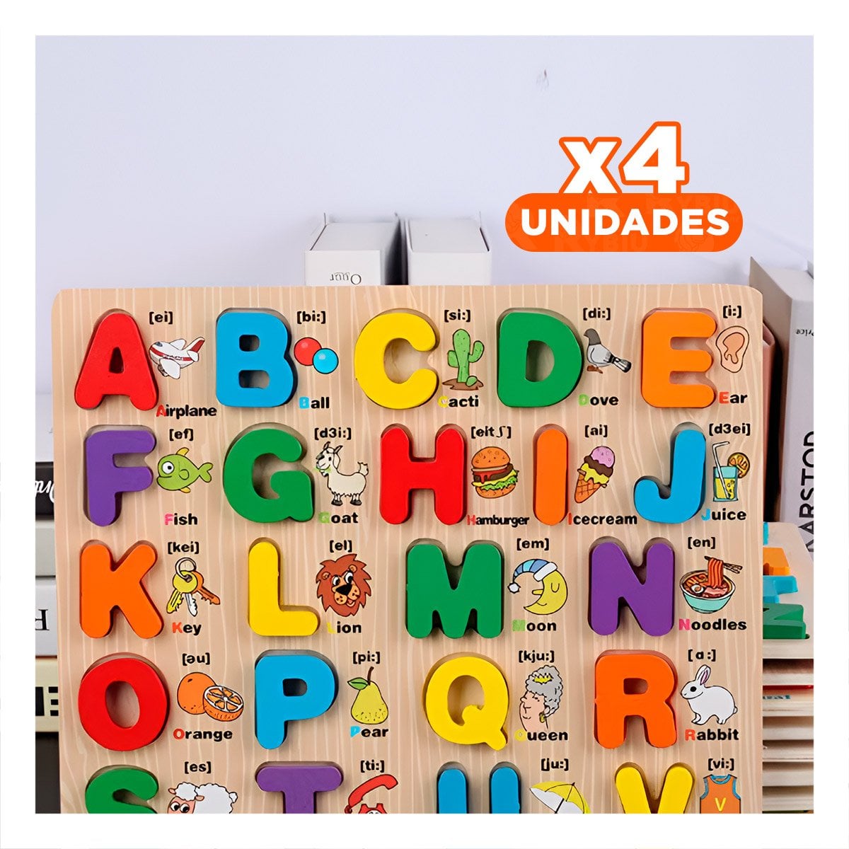 PACK4 PRESENTACION DIDACTICA DE ABECEDARIO EN MADERA CON LETRAS MAYUSCULAS APRENDER - 1