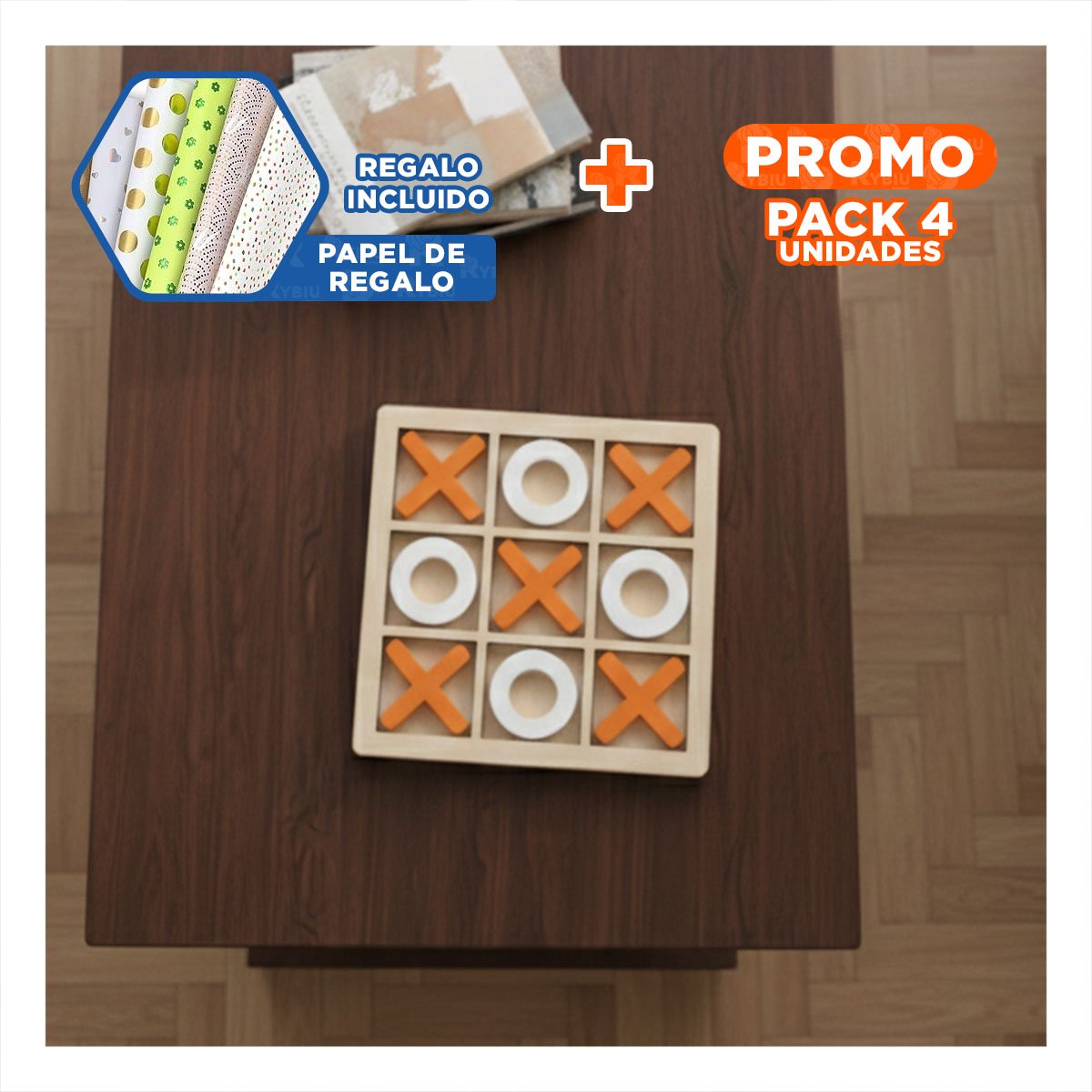PACK4 DIVERSION DIDACTICA DE MESA MULTICOLOR PARA COMPARTIR EN HOGAR FESTIVO Y+PAPEL REGALO - 1