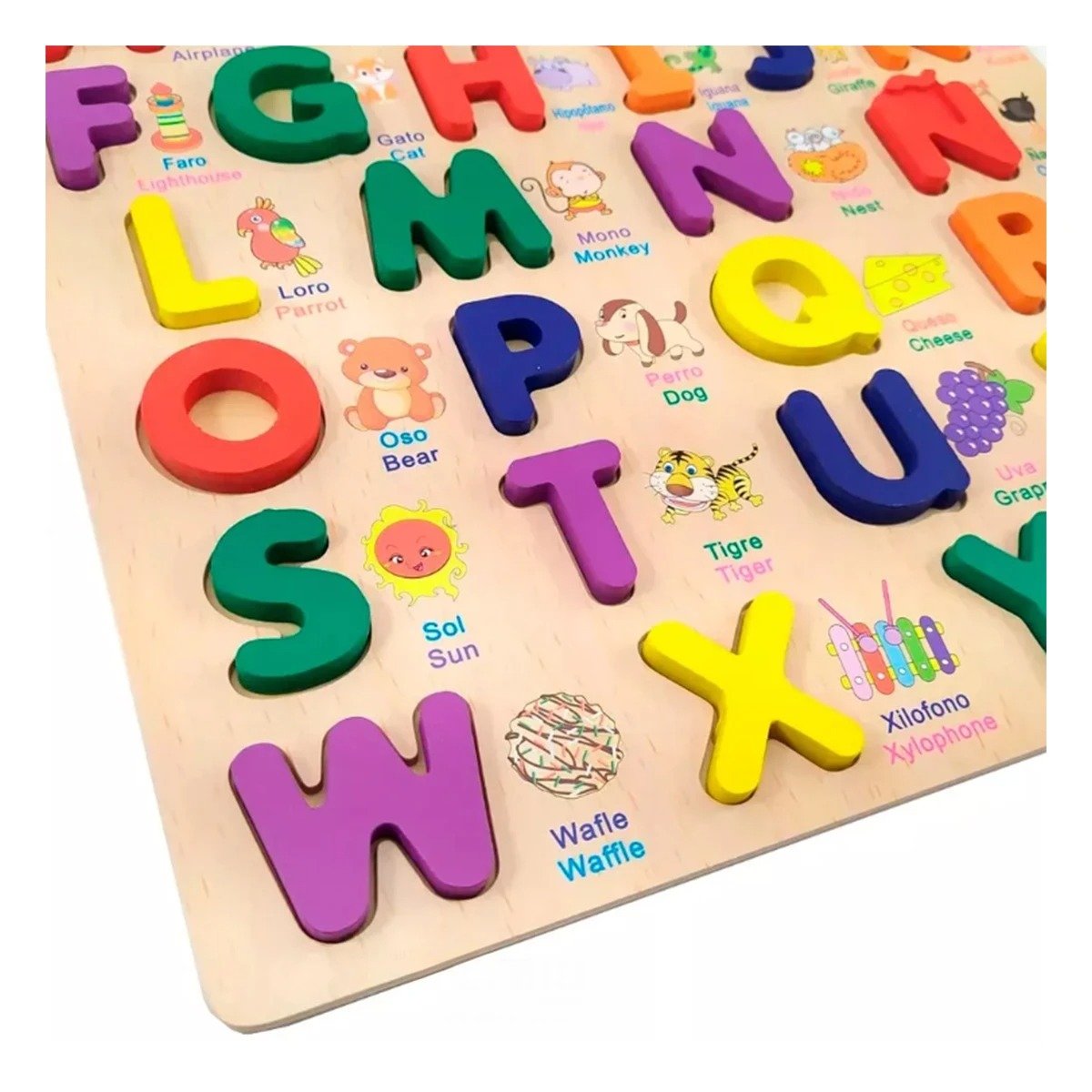 PACK6 PLATAFORMA EDUCATIVA DE ABECEDARIO EN MADERA CON LETRAS MAYUSCULAS PARA CASA - 2