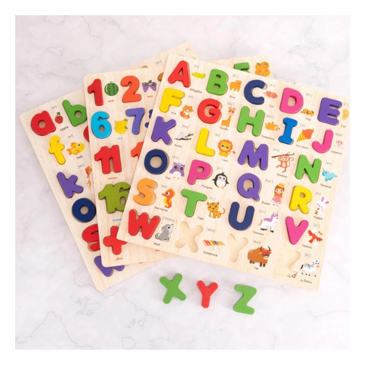 PACK6 PLATAFORMA EDUCATIVA DE ABECEDARIO EN MADERA CON LETRAS MAYUSCULAS PARA CASA - 3
