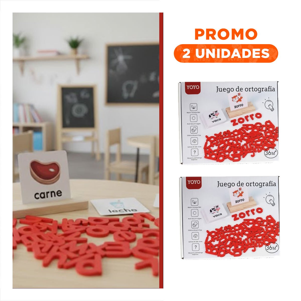 PACK2 JUEGO EDUCATIVO DE ORTOGRAFIA ROJO PARA REFUERZO ESCOLAR - 1