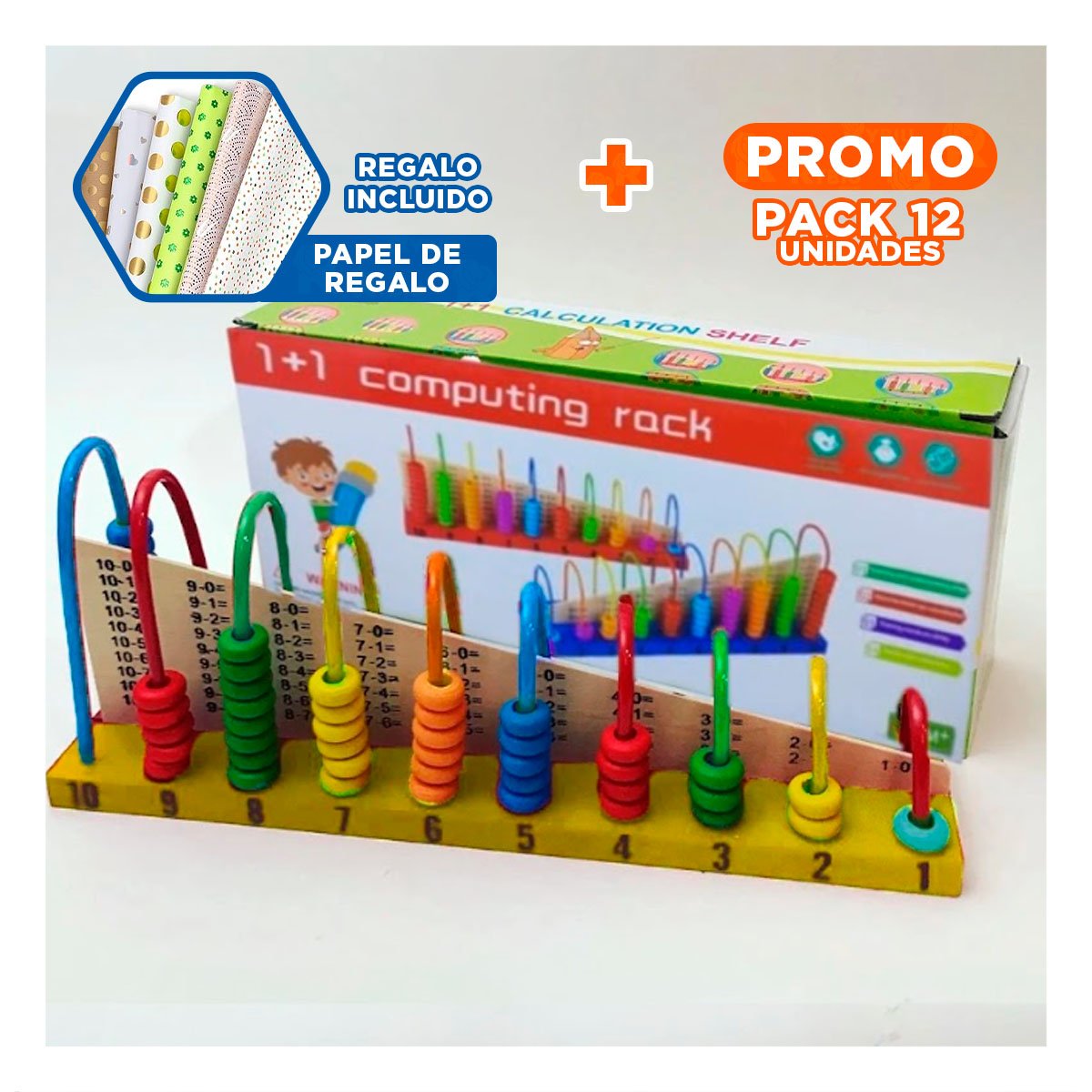 PACK12 ACTIVIDAD DIDACTICA DE MATEMATICA Y JUEGO CREATIVO Y+PAPEL REGALO - 1