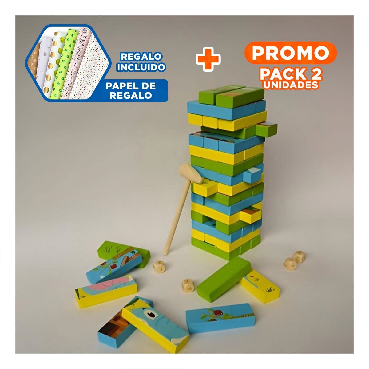 PACK2 SET DE ENTRETENIMIENTO CON BLOQUES Y RETOS PARA HOGAR Y+PAPEL REGALO - 1