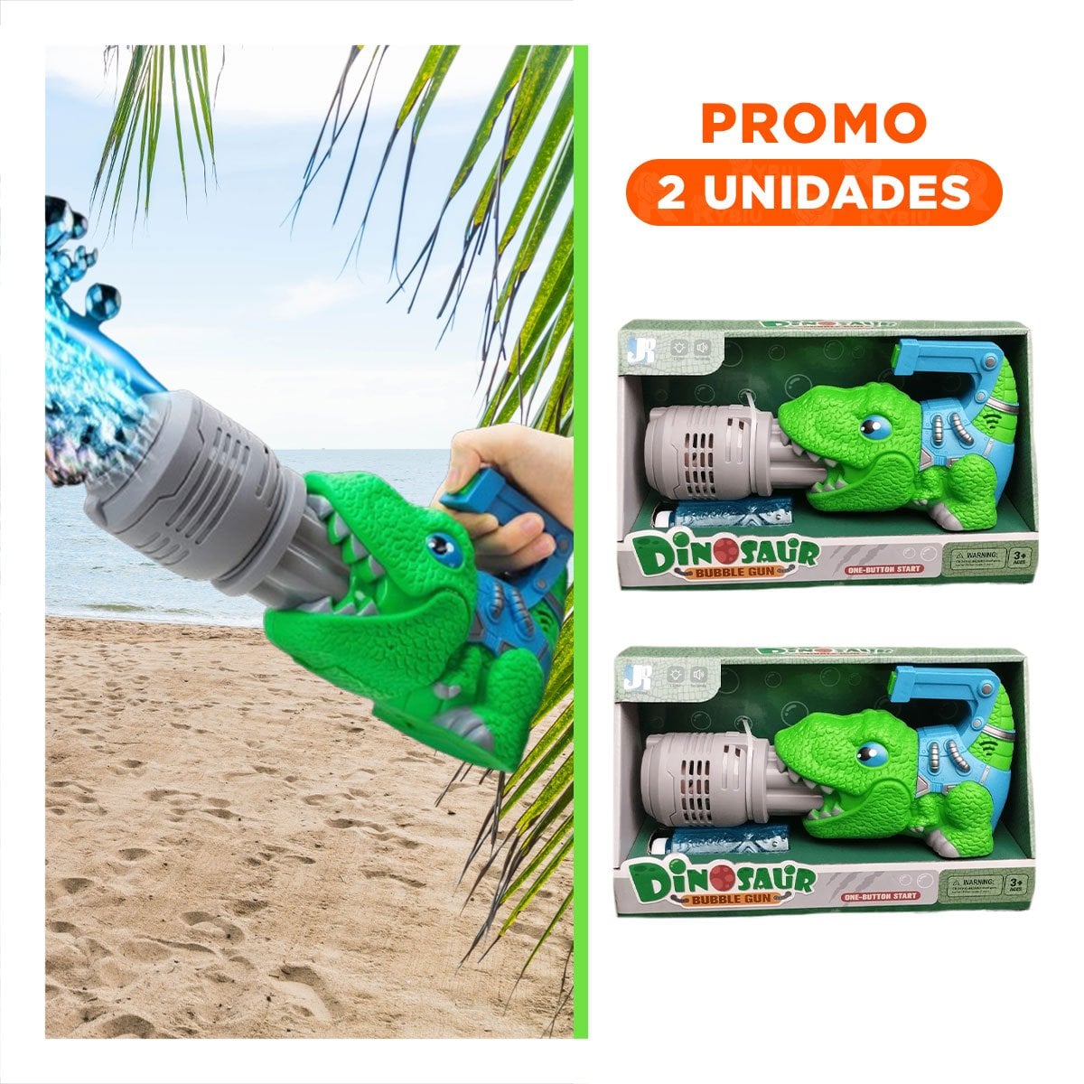 PACK2 ENCENDEDOR DE BURBUJAS DINOSAURIO CON LUCES Y SONIDO PARA JUEGOS - 1