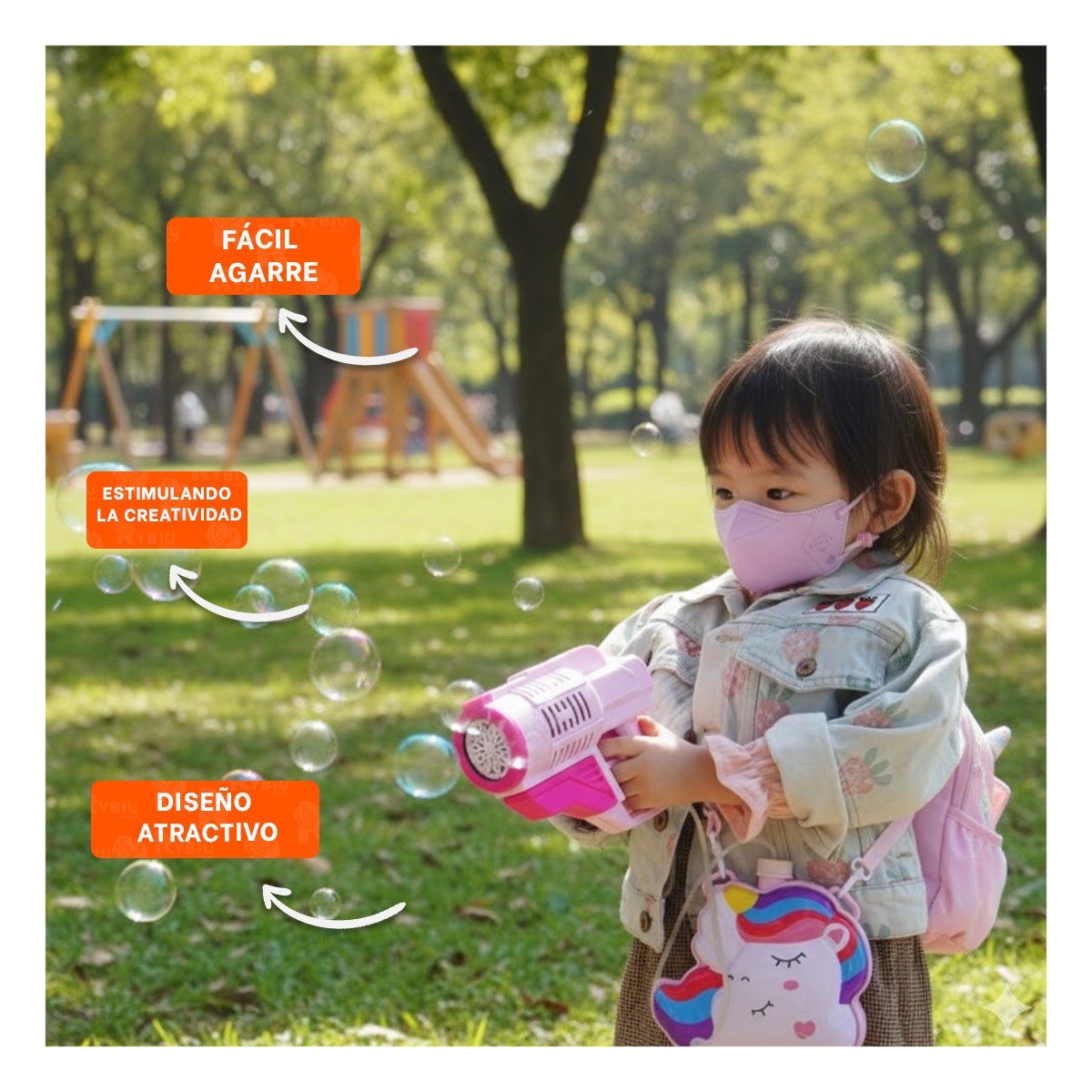 PACK2 DISPOSITIVO DE BURBUJAS CON MOCHILA PORTATIL PARA ACTIVIDADES RECREATIVAS - 5