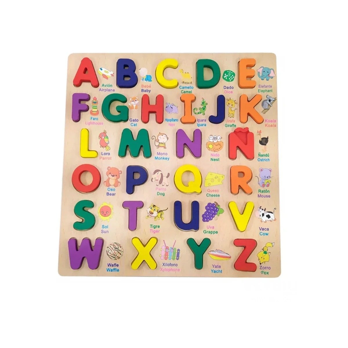 PACK12 SOPORTE EDUCATIVO DE ABECEDARIO EN MADERA CON LETRAS MAYUSCULAS Y+REGALO STICKER - 2