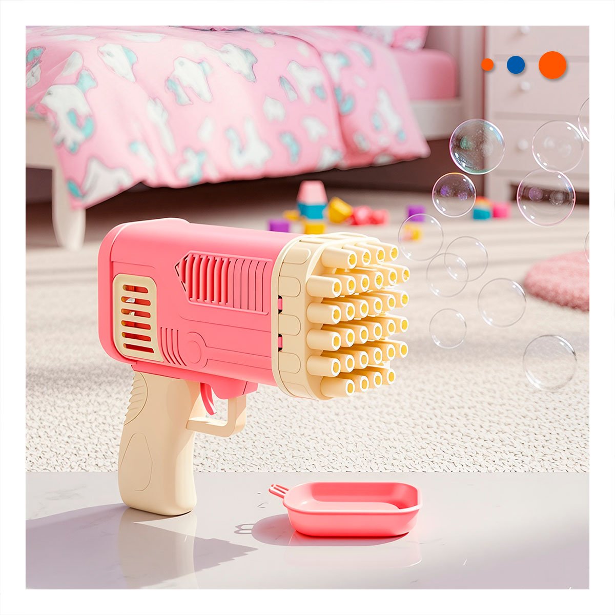 PACK12 SOPLADOR DE BURBUJAS COHETE ROSADO PARA FIESTAS Y JUEGOS INFANTILES Y+PAPEL REGALO - 5