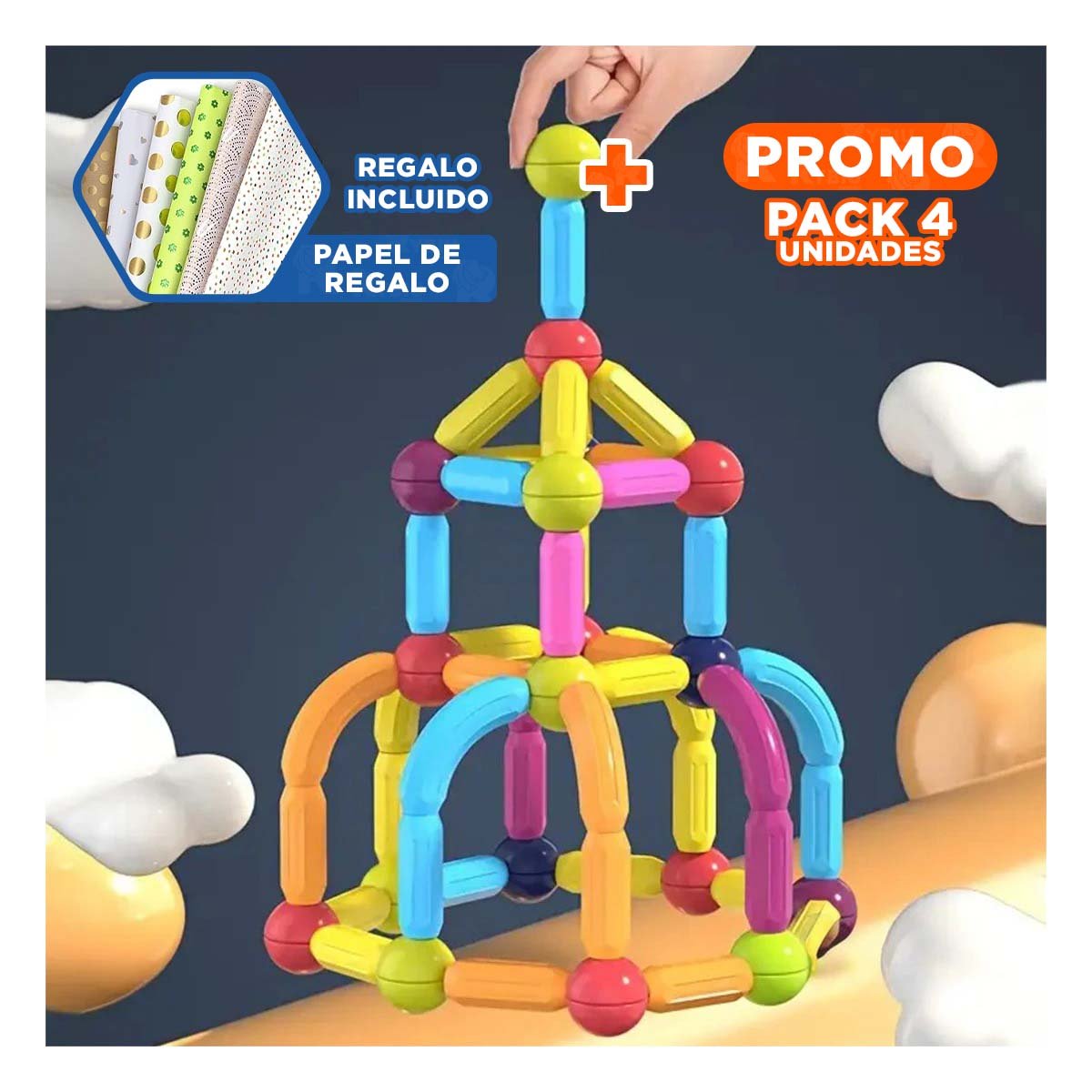 PACK4 INNOVACION MAGNETICA EDUCATIVA PARA CASA CON PIEZAS CREATIVAS Y+PAPEL REGALO - 1