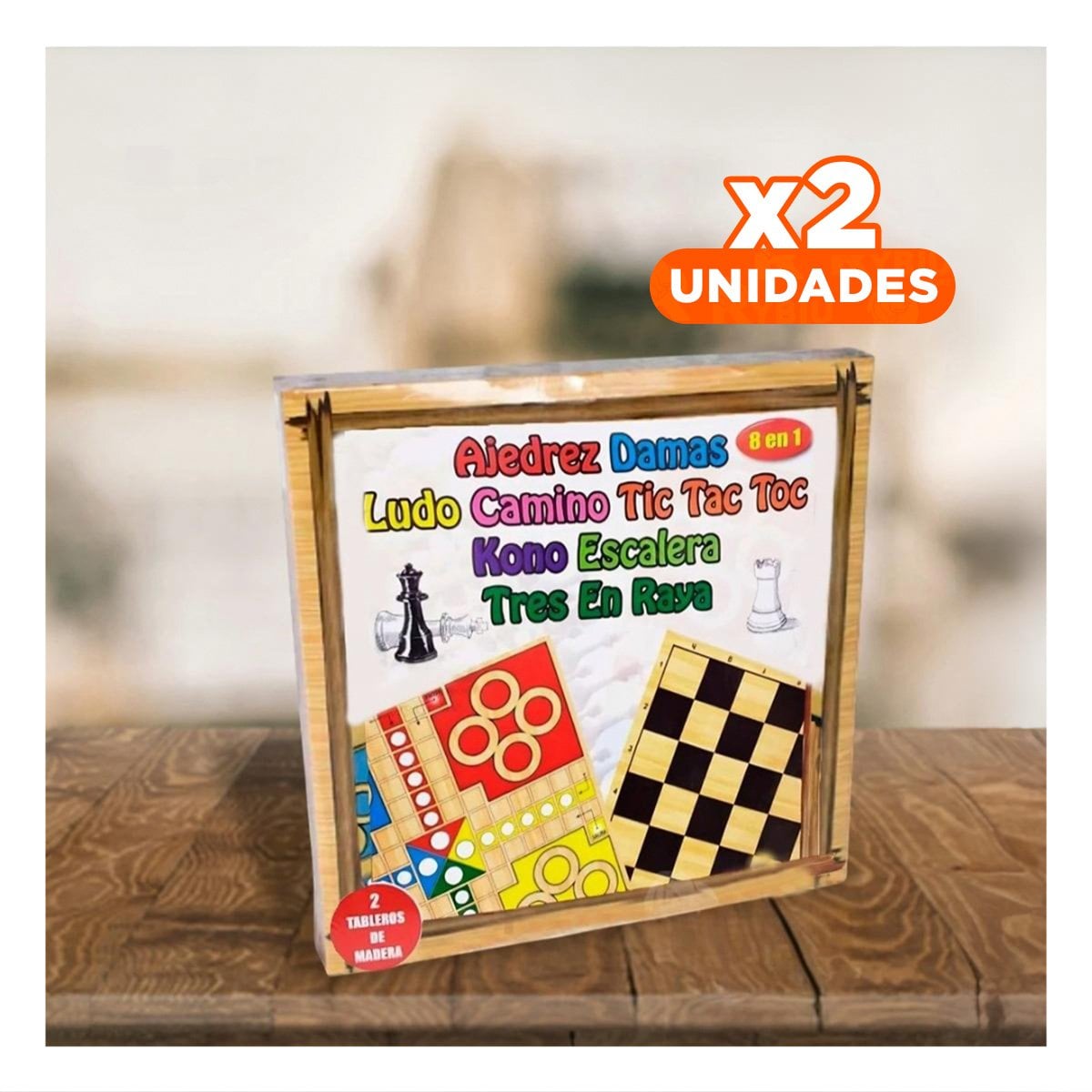 PACK2 PAQUETE DE ESTRATEGIA 8 EN 1 AJEDREZ CON JUEGOS TRADICIONALES Y+REGALO STICKER - 1