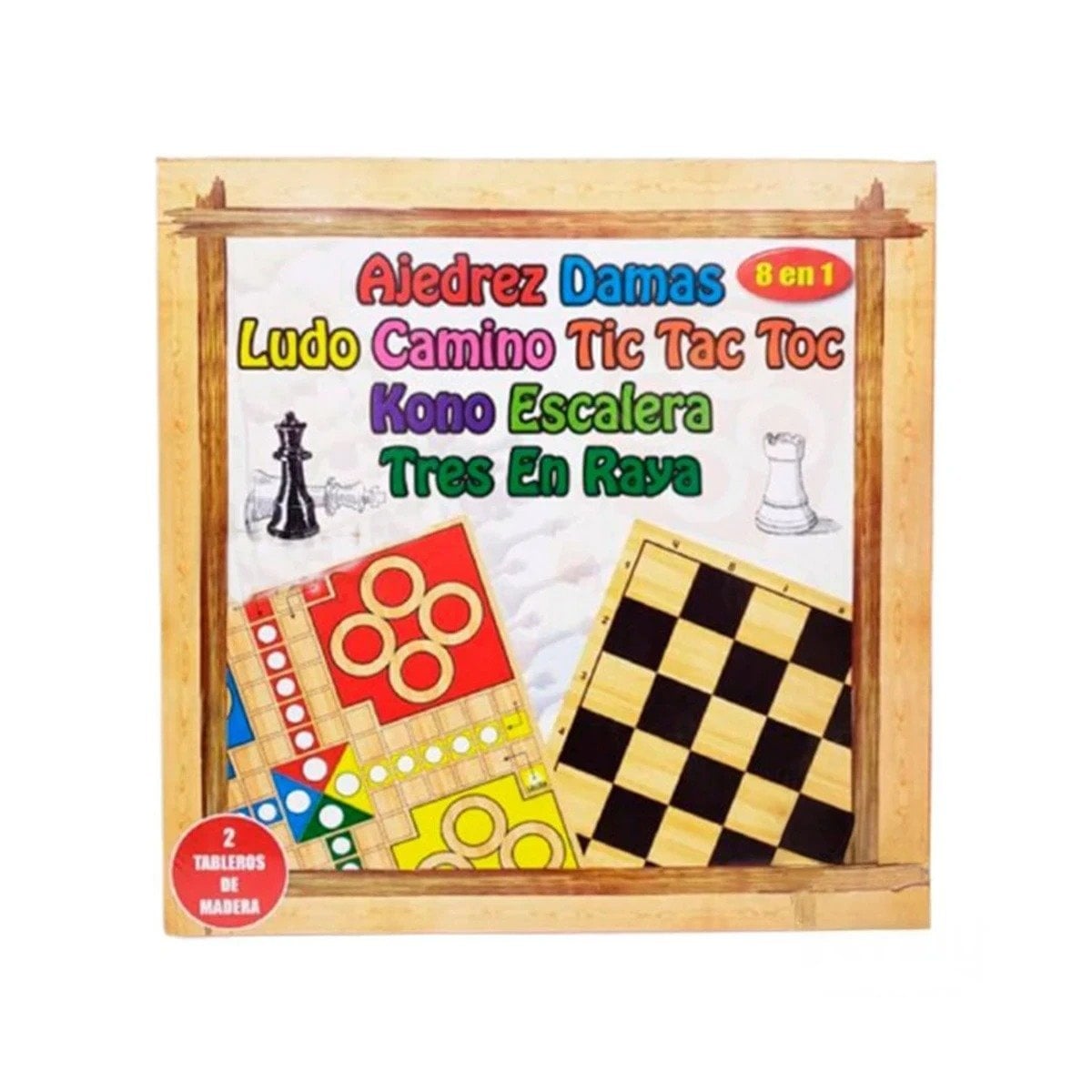 PACK2 PAQUETE DE ESTRATEGIA 8 EN 1 AJEDREZ CON JUEGOS TRADICIONALES Y+REGALO STICKER - 2