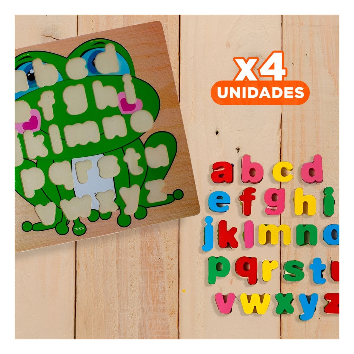 PACK4 ESCOLAR DIDACTICO ABECEDARIO LETRAS ENCASABLES RANA LETRAS MINUSCULAS - 1