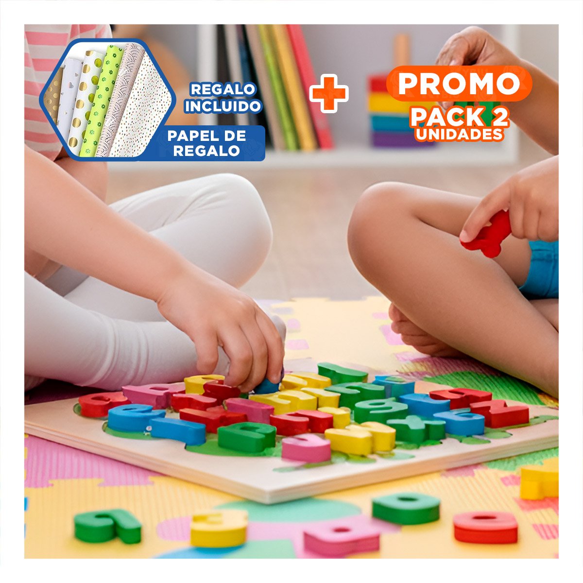 PACK2 SENSORIAL DIDACTICO ABECEDARIO LETRAS ENCASABLES RANA LETRAS MINUSCULAS Y+PAPEL REGALO - 1