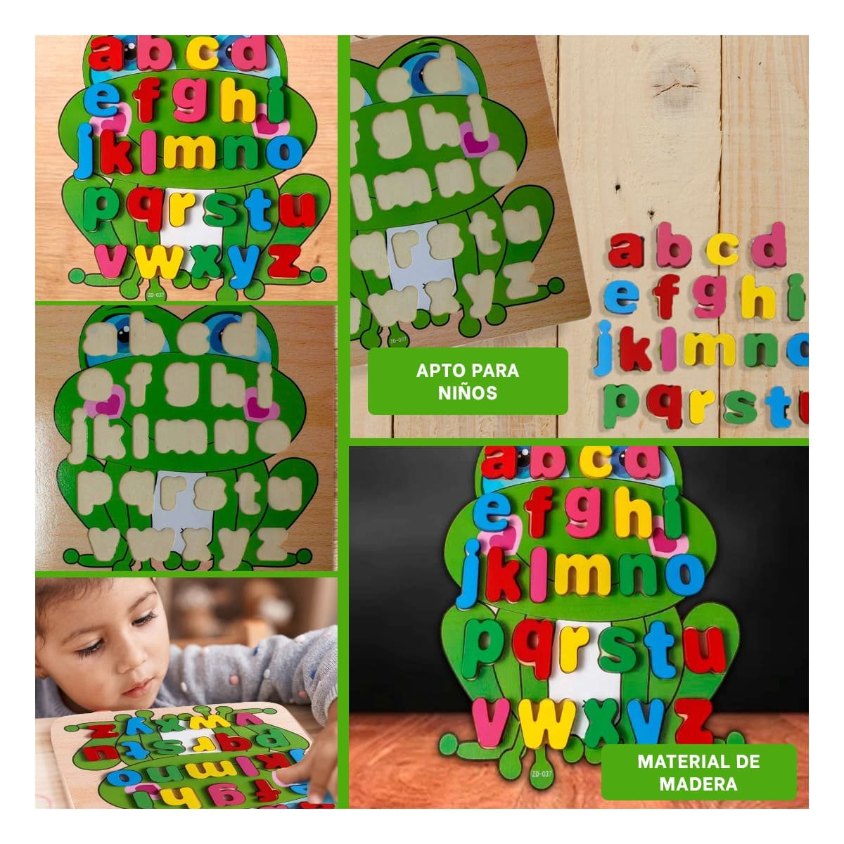 PACK2 SENSORIAL DIDACTICO ABECEDARIO LETRAS ENCASABLES RANA LETRAS MINUSCULAS Y+PAPEL REGALO - 3