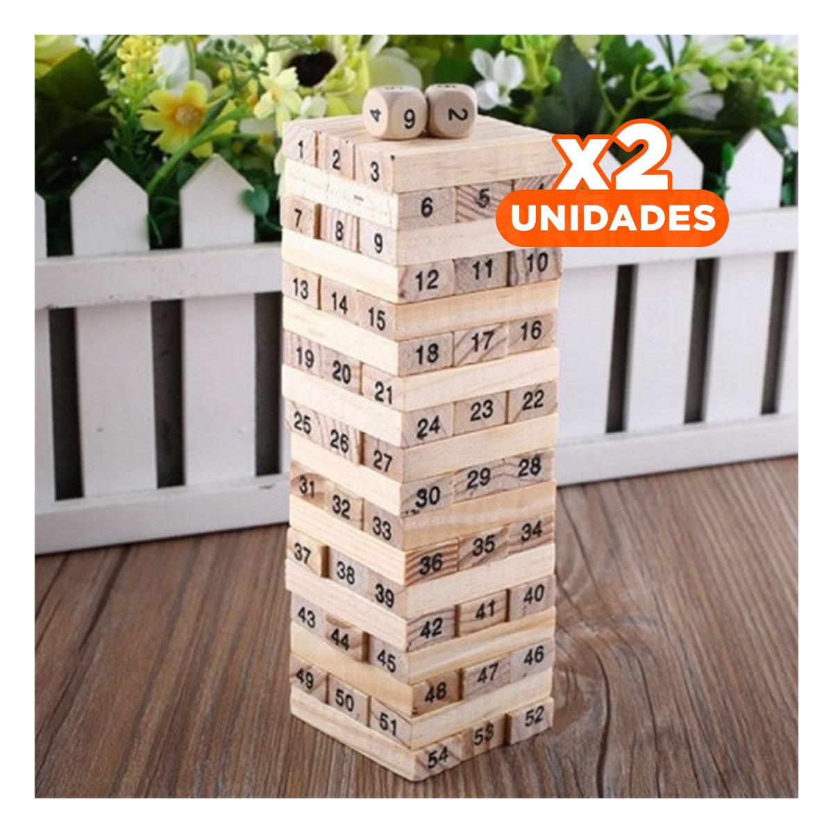 PACK2 ACTIVIDAD CLASICA DE BLOQUES DE MADERA CON NUMEROS PARA JUEGOS DE MESA Y+REGALO STICKER - 1