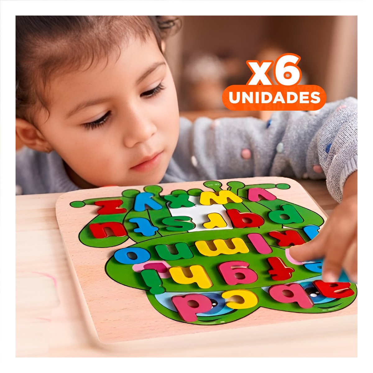PACK6 MOTRICIDAD DIDACTICA ABECEDARIO LETRAS ENCASABLES RANA LETRAS MINUSCULAS Y+REGALO STICKER - 1