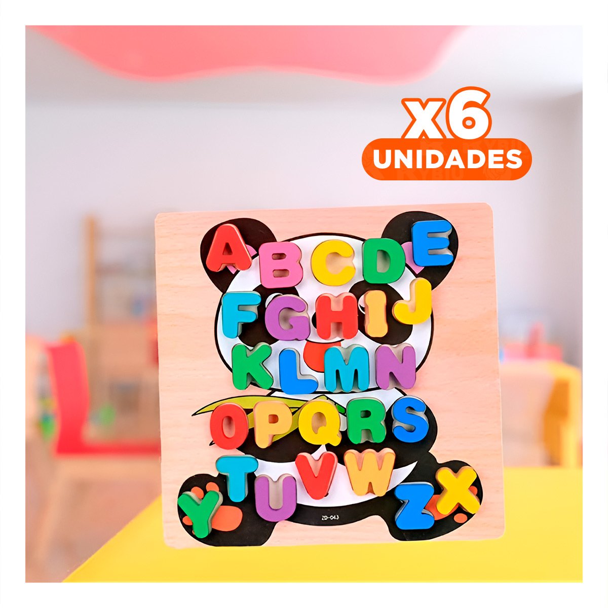 PACK6 ESTRATEGIA EDUCATIVA ABECEDARIO CON LETRAS ENCAJABLES OSITO Y+REGALO STICKER - 1