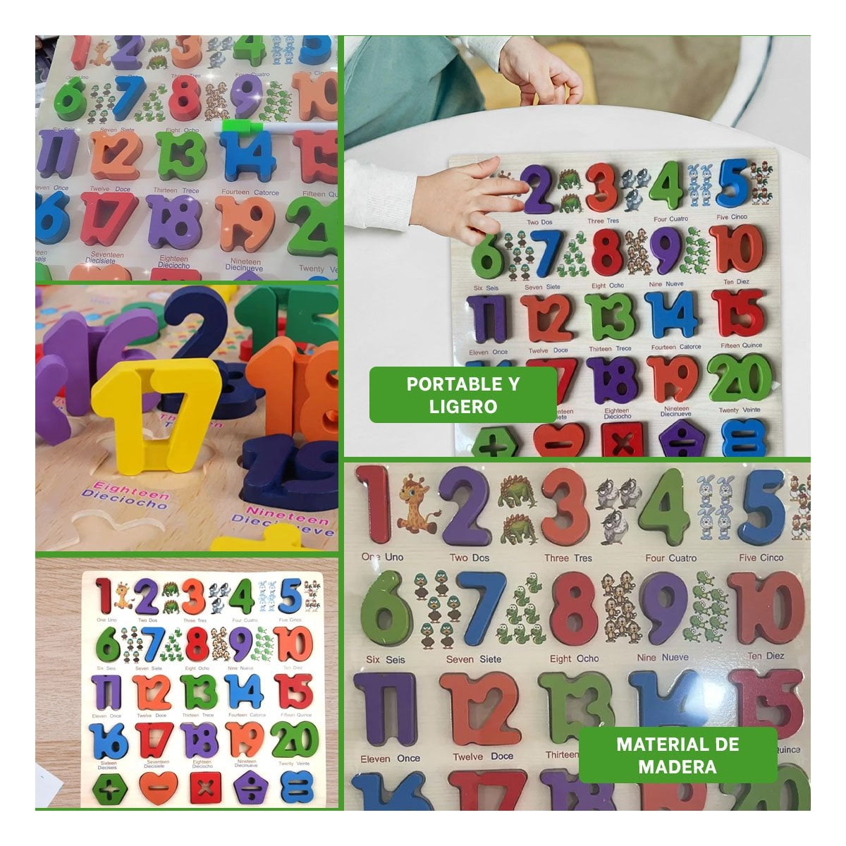 PACK6 APOYO DIDACTICO DE MADERA CON PIEZAS ENCASJABLES PARA APRENDER FORMAS Y+PAPEL REGALO - 3