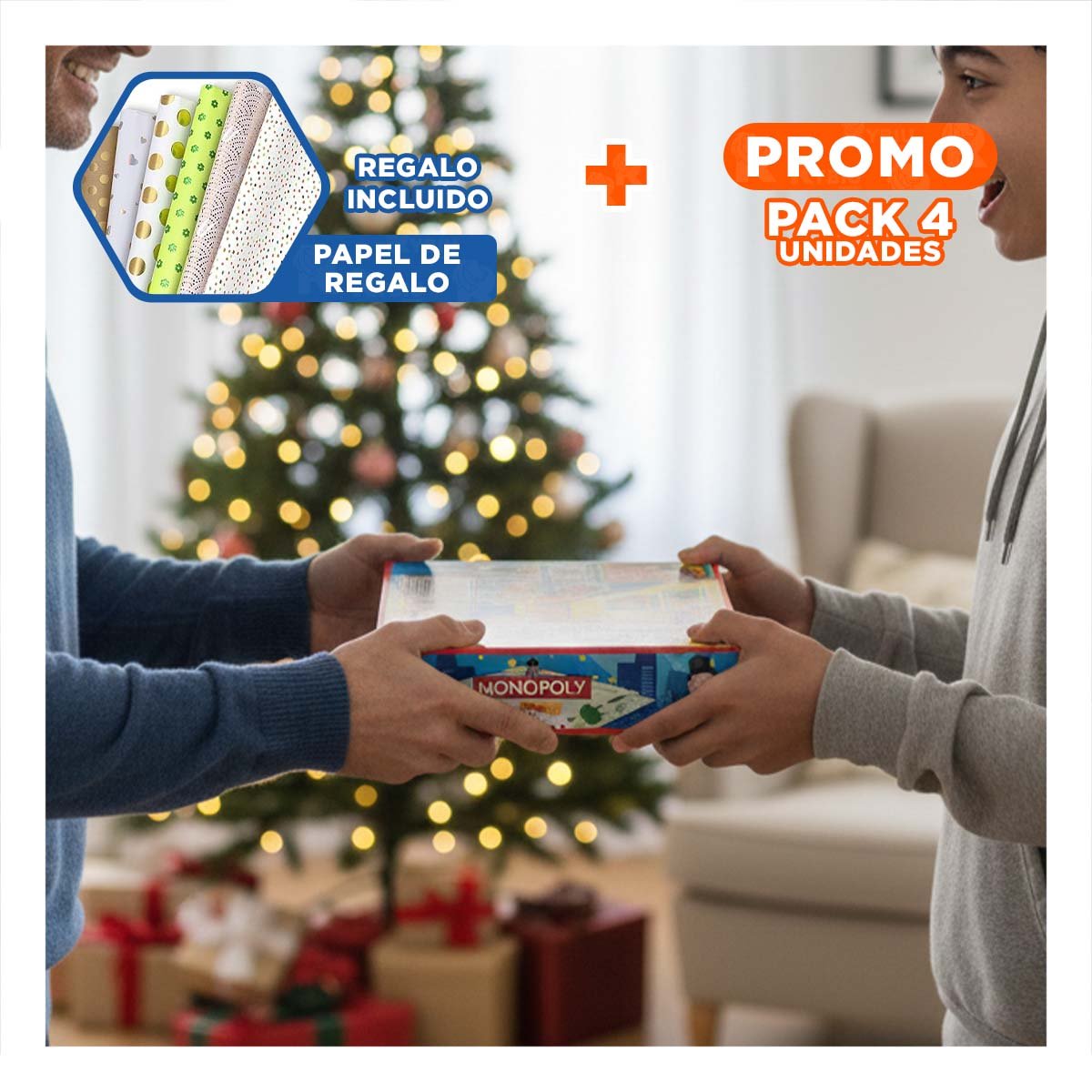 PACK4 POPULAR DE MESA MULTICOLOR PARA CASA CON JUEGO CLASICO Y+PAPEL REGALO - 1