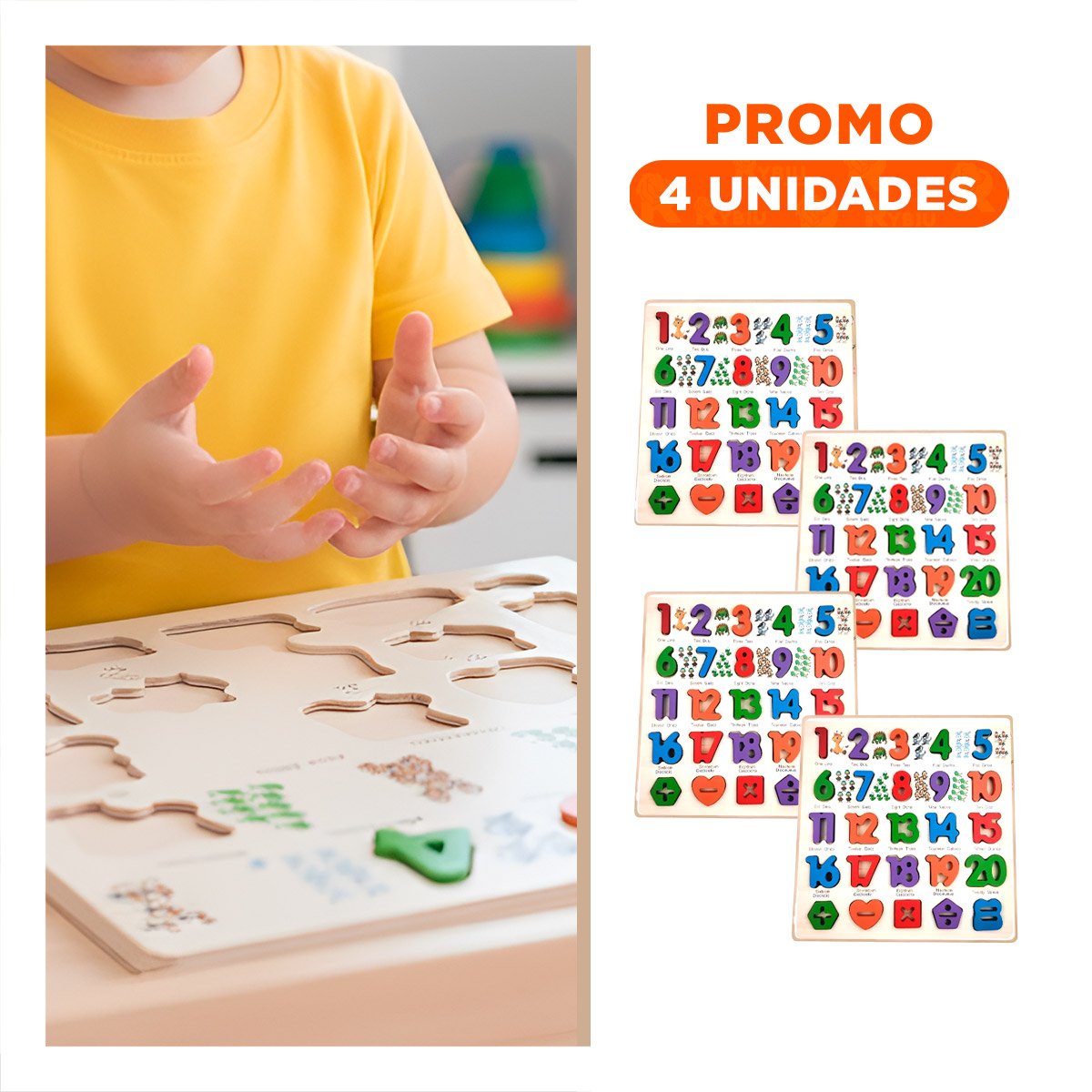PACK4 OPCION DIDACTICA DE MADERA CON PIEZAS ENCASJABLES PARA APRENDER FORMAS Y+REGALO STICKER - 1