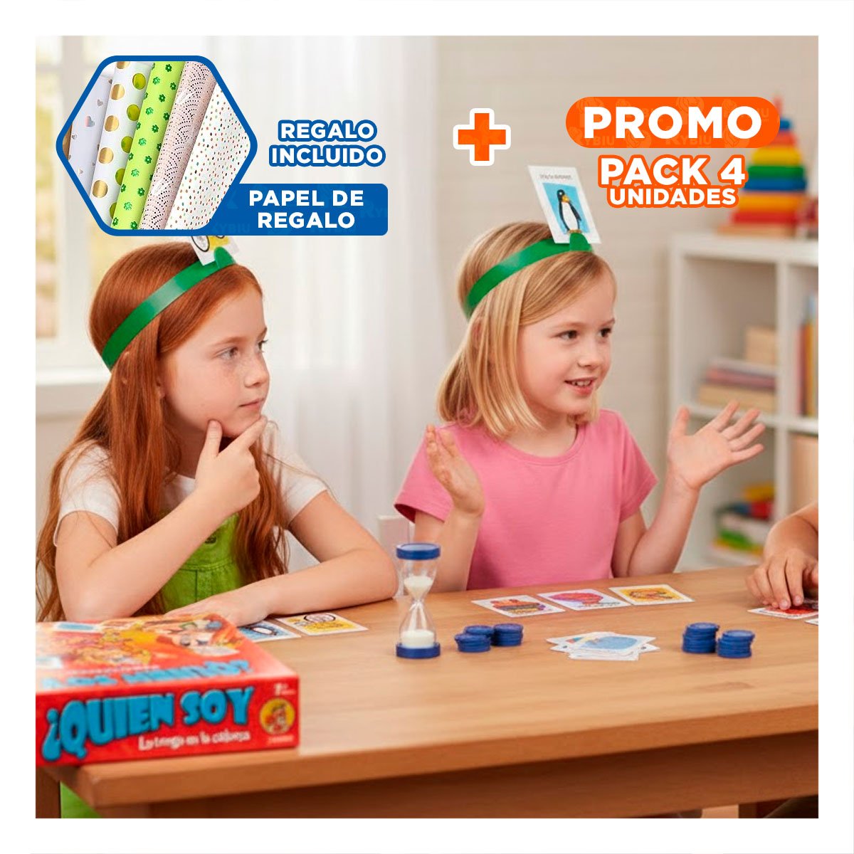 PACK4 ACTIVIDAD DE CARTAS QUIEN SOY ROJO PARA REUNIONES Y+PAPEL REGALO - 1