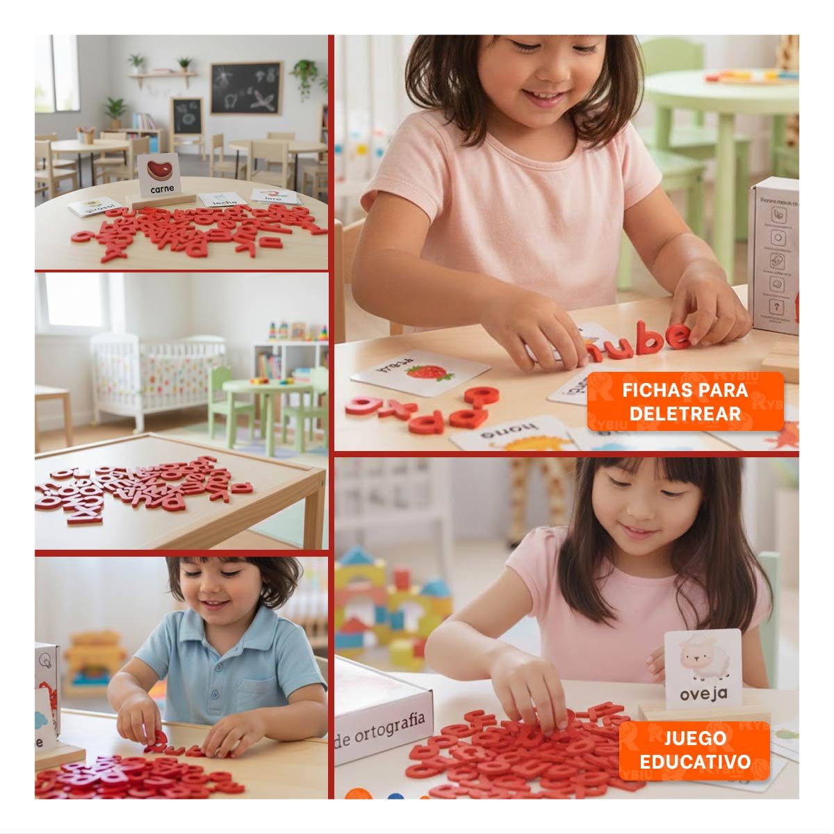 PACK6 RECURSO EDUCATIVO DE ORTOGRAFIA ROJO PARA DESARROLLO INFANTIL Y+PAPEL REGALO - 3
