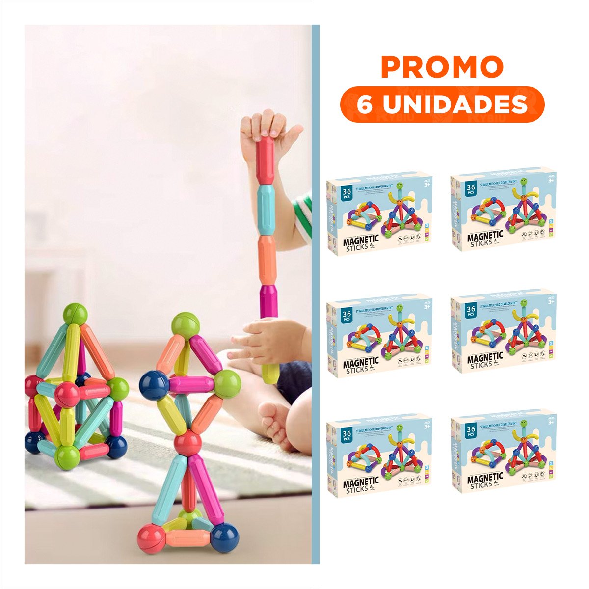 PACK6 ACTIVIDAD MAGNETICA EDUCATIVA CON PIEZAS CREATIVAS PARA DESARROLLO MENTAL - 1