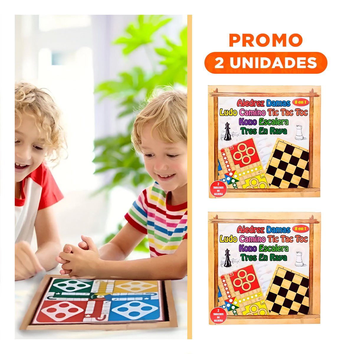PACK2 KIT DE ESTRATEGIA 8 EN 1 AJEDREZ PARA DESARROLLO Y DIVERSION - 1