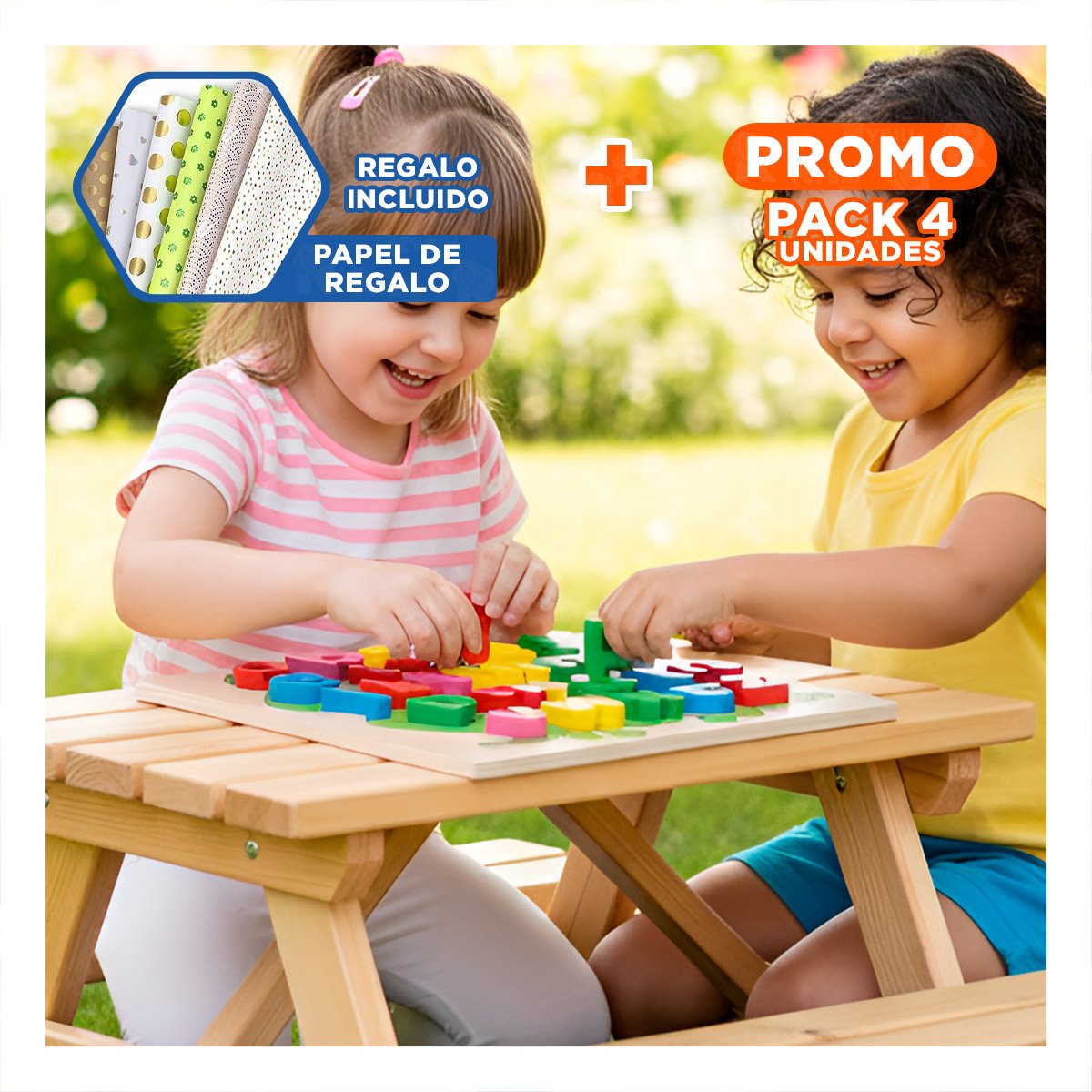 PACK4 DIDACTICA ESCOLAR ABECEDARIO LETRAS ENCASABLES RANA LETRAS MINUSCULAS Y+PAPEL REGALO - 1