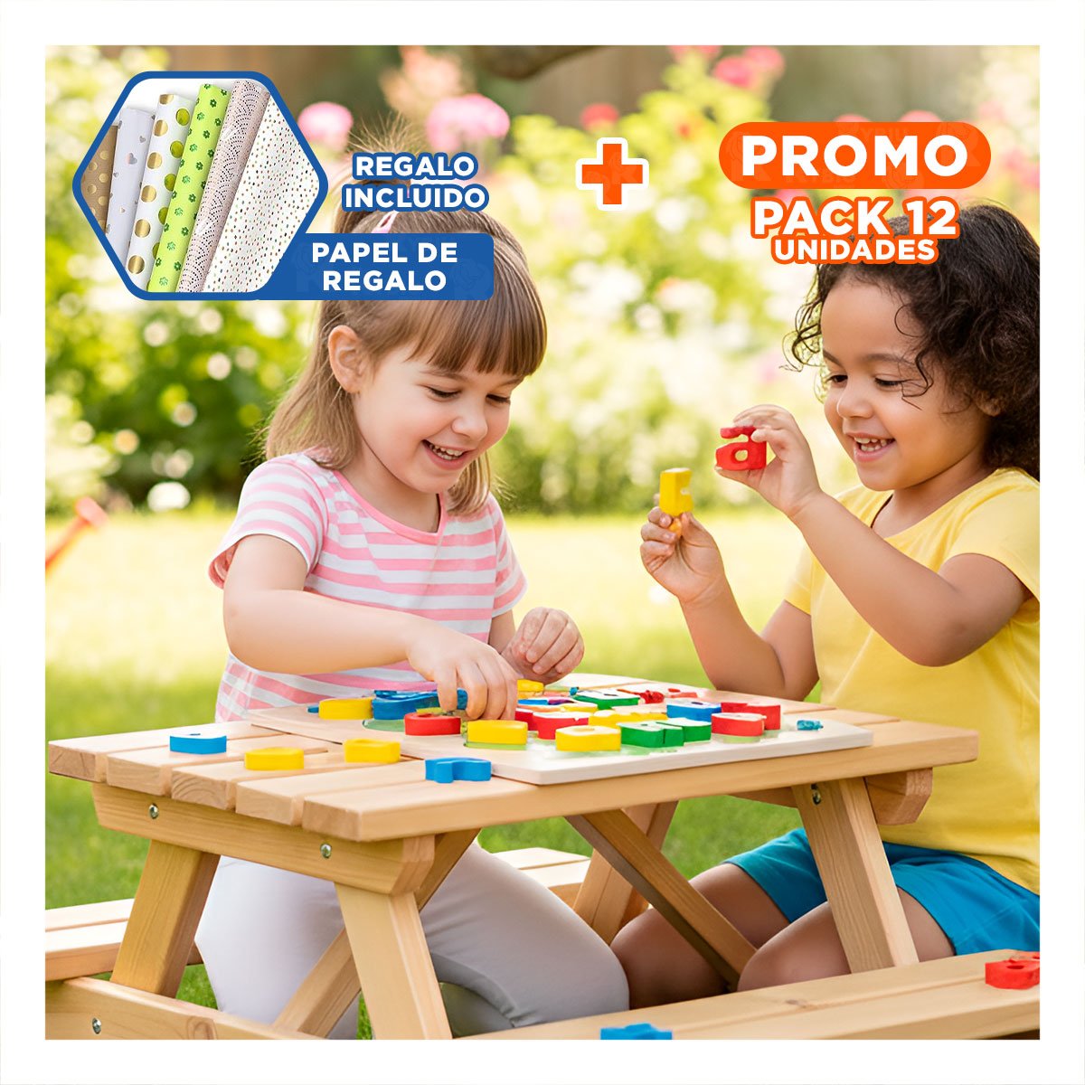 PACK12 APRENDER DIDACTICO ABECEDARIO LETRAS ENCASABLES RANA LETRAS MINUSCULAS Y+PAPEL REGALO - 1