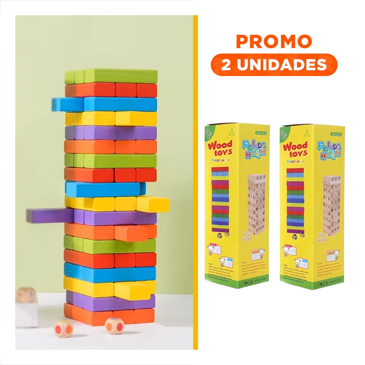 PACK2 EDUCATIVO DE MADERA MULTICOLOR PARA JUEGO DE MESA Y COORDINACION - 1