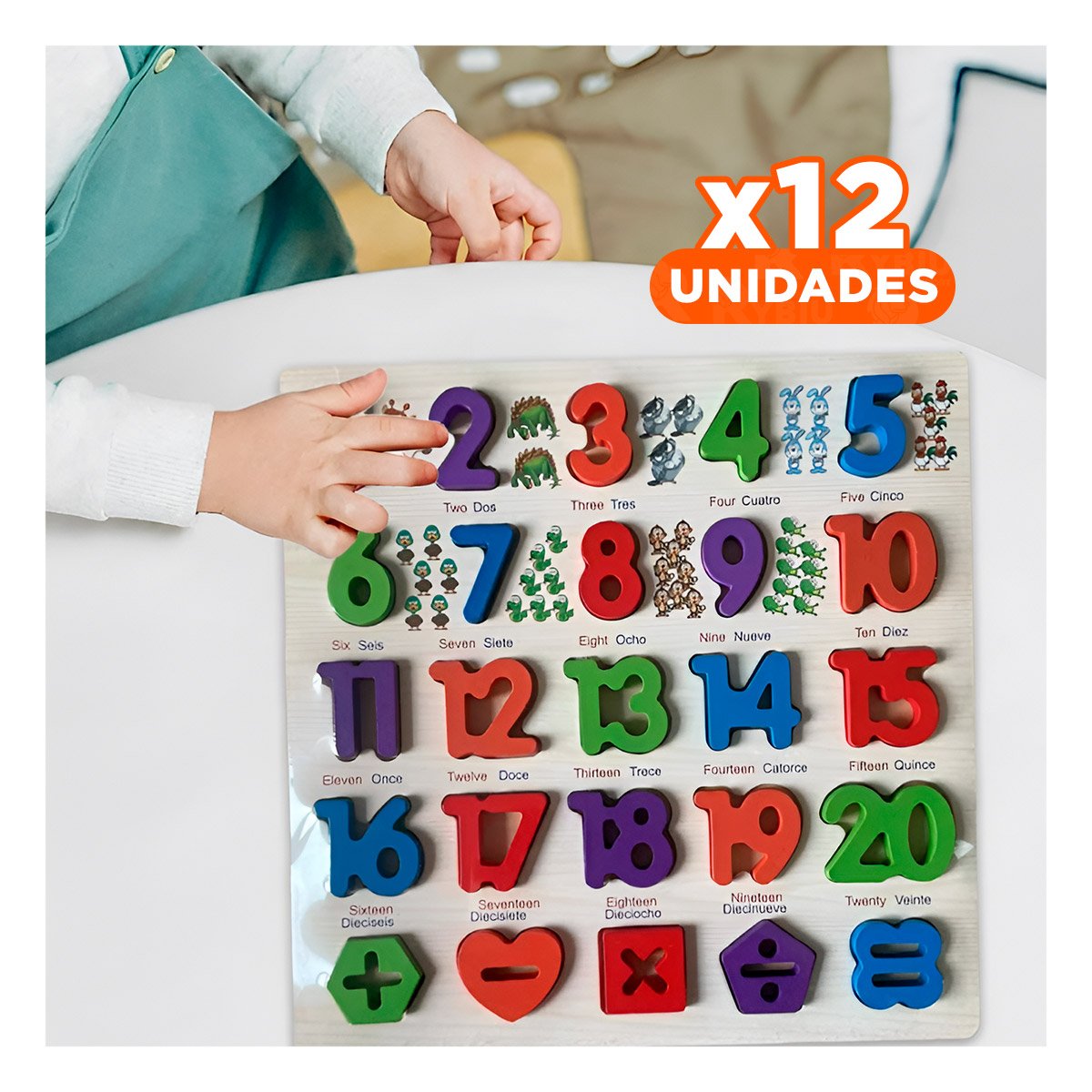 PACK12 COMPLEMENTO DIDACTICO DE MADERA CON PIEZAS ENCASJABLES PARA APRENDER FORMAS - 1