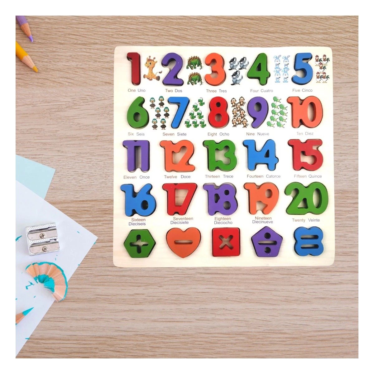 PACK12 COMPLEMENTO DIDACTICO DE MADERA CON PIEZAS ENCASJABLES PARA APRENDER FORMAS - 3