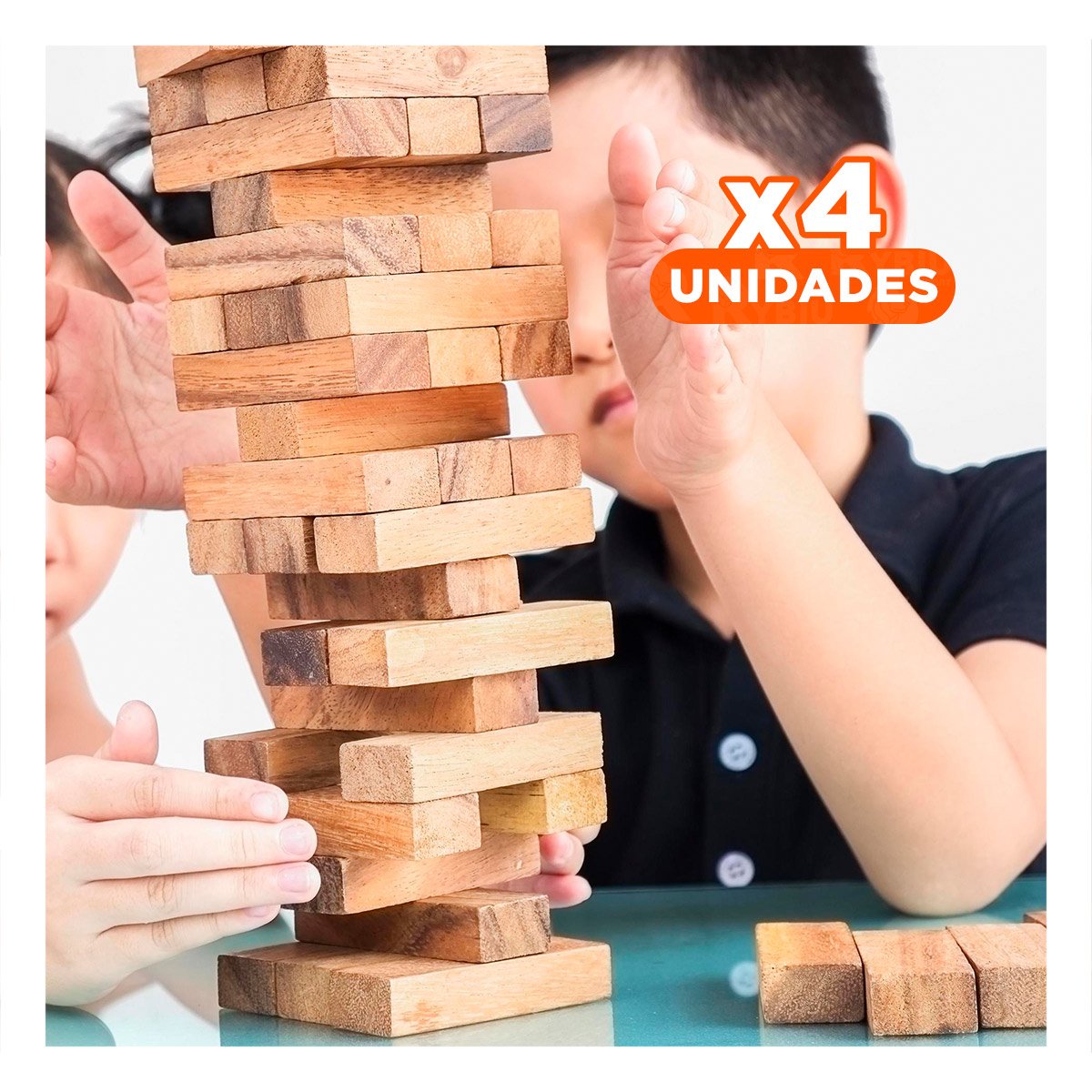 PACK4 JENGA EDUCATIVO 48 PIEZAS MADERA PARA NIÑOS CREATIVO Y ALEGRE - 1