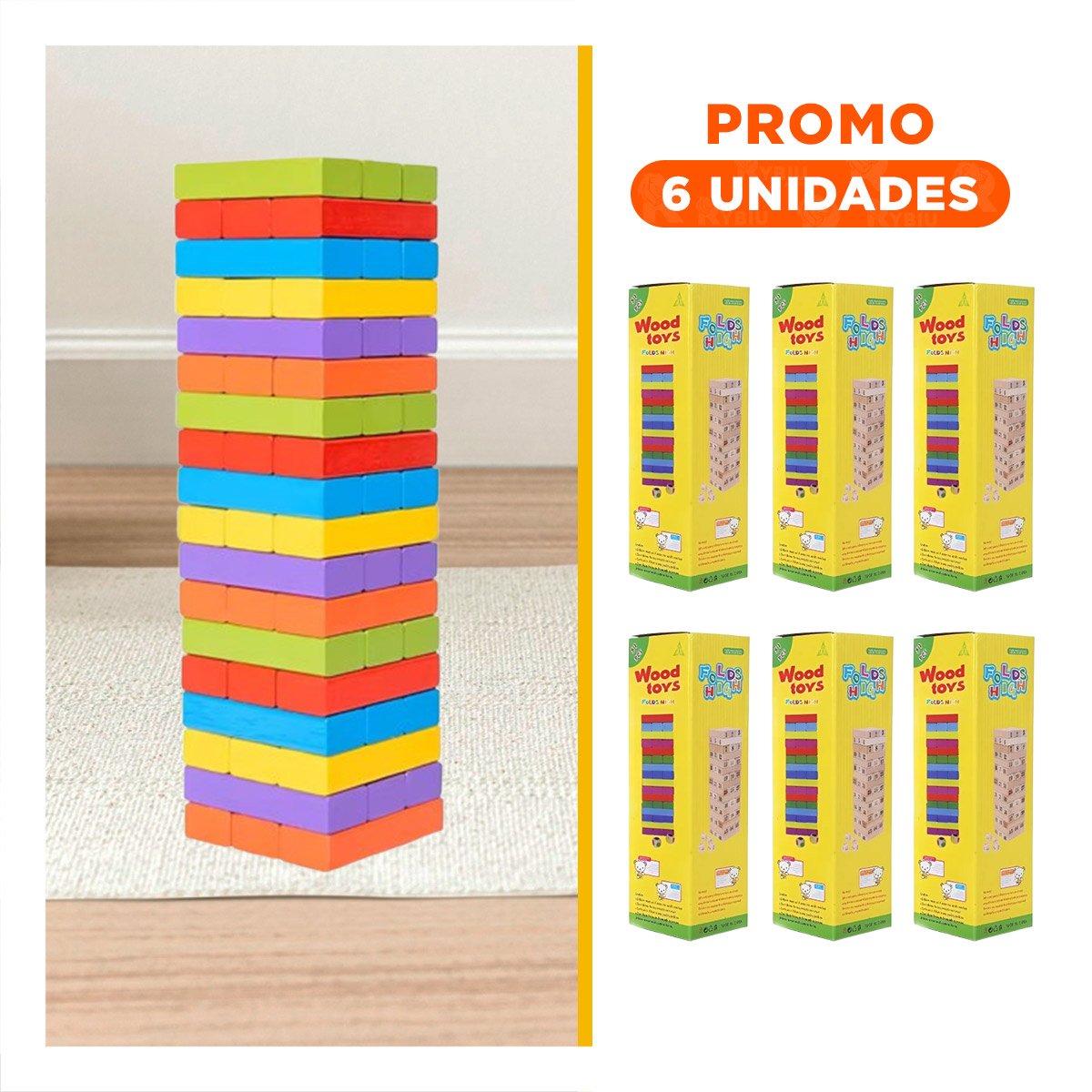 PACK6 DINAMICO DE MADERA MULTICOLOR PARA JUEGO DE MESA EN CASA - 1