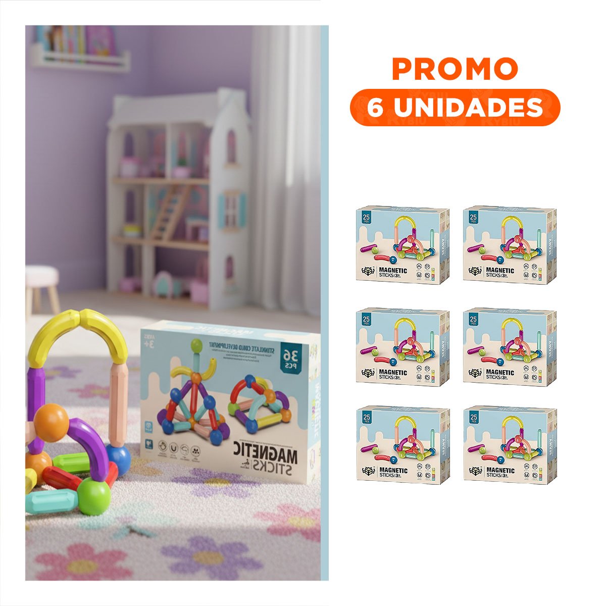 PACK6 RAZONAMIENTO MAGNETICO EDUCATIVO PARA CASA CON PIEZAS DIDACTICAS - 1