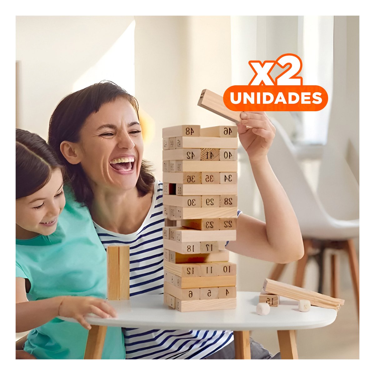 PACK2 PIEZAS DE HABILIDAD DE MADERA 48 PZAS EN CAJA AMARILLA Y+REGALO STICKER - 1
