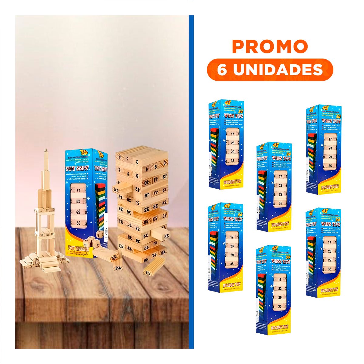 PACK6 JUEGO DE PIEZAS DE MADERA PARA ACTIVIDADES RECREATIVAS - 1