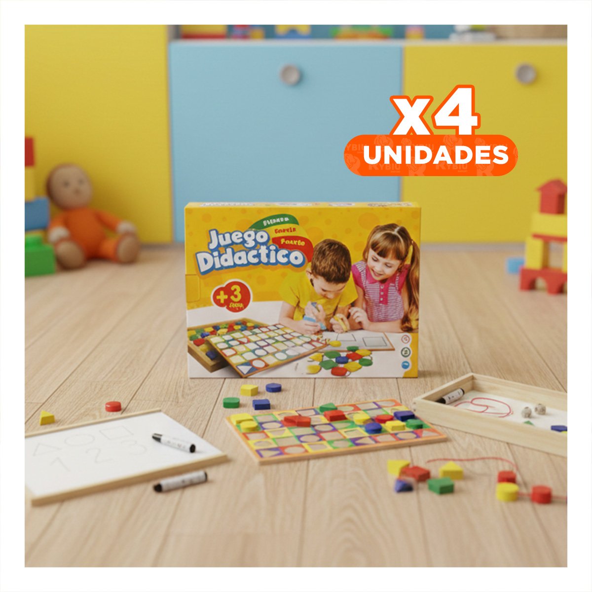 PACK4 SISTEMA EDUCATIVO 3 EN 1 CON PIZARRA ENCAJE Y PASADO PARA DESARROLLO Y+PAPEL REGALO - 1