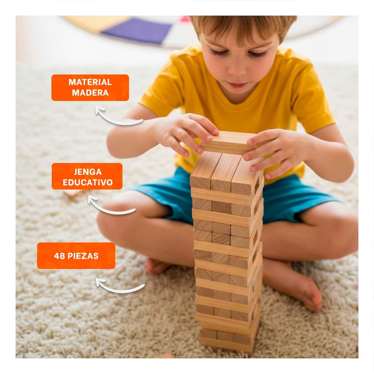 PACK2 SET DE BLOQUES EDUCATIVO 48 PIEZAS MADERA PARA NIÑOS SEGURO Y DIVERTIDO - 5
