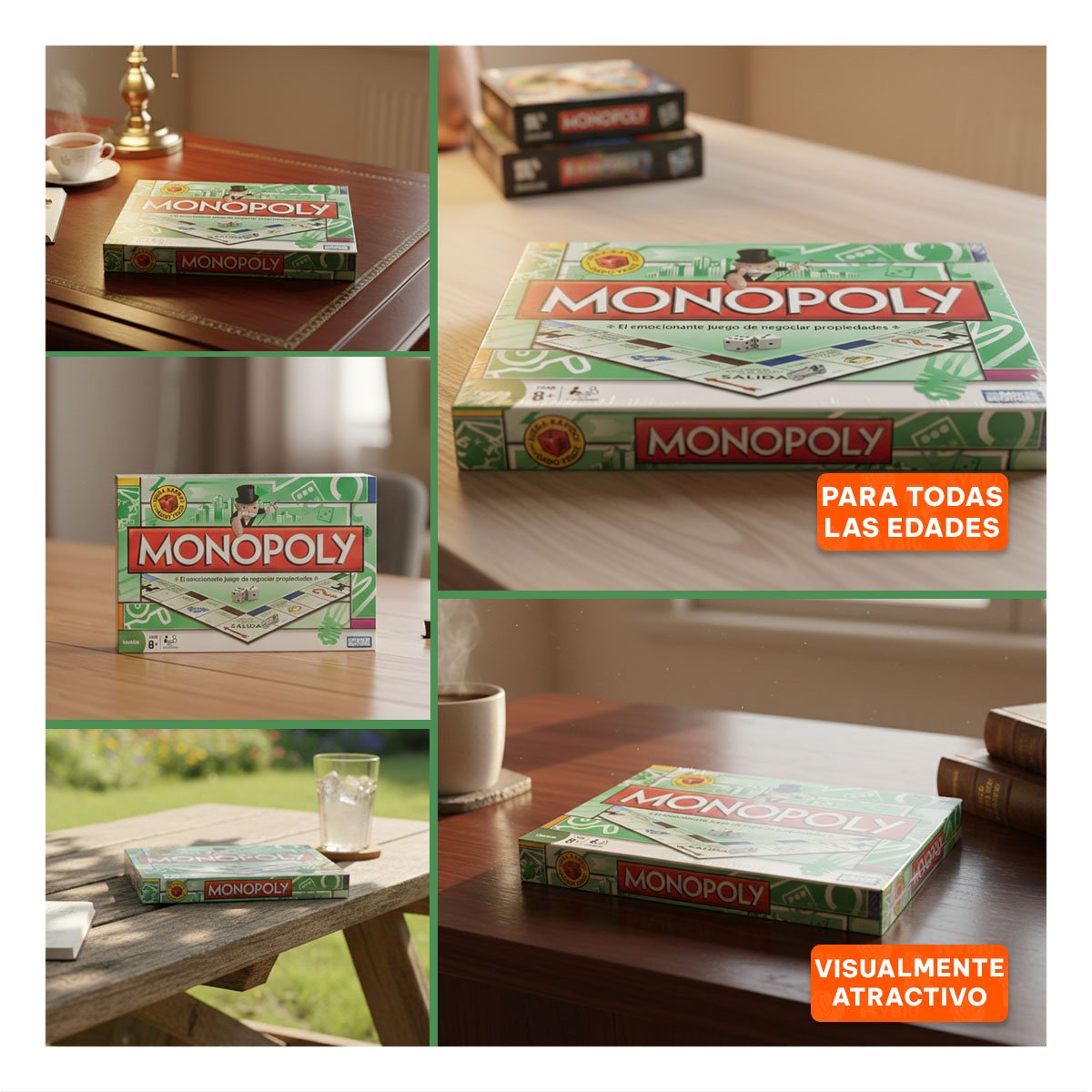 PACK6 CONCEPTO CLASICO DE MESA VERDE PARA HOGAR CON EXPERIENCIA COMPARTIDA Y+PAPEL REGALO - 3