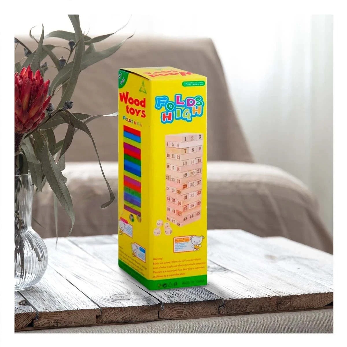 PACK6 PIEZAS DE ENTRETENIMIENTO DE MADERA 48 PZAS EN CAJA AMARILLA Y+PAPEL REGALO - 2