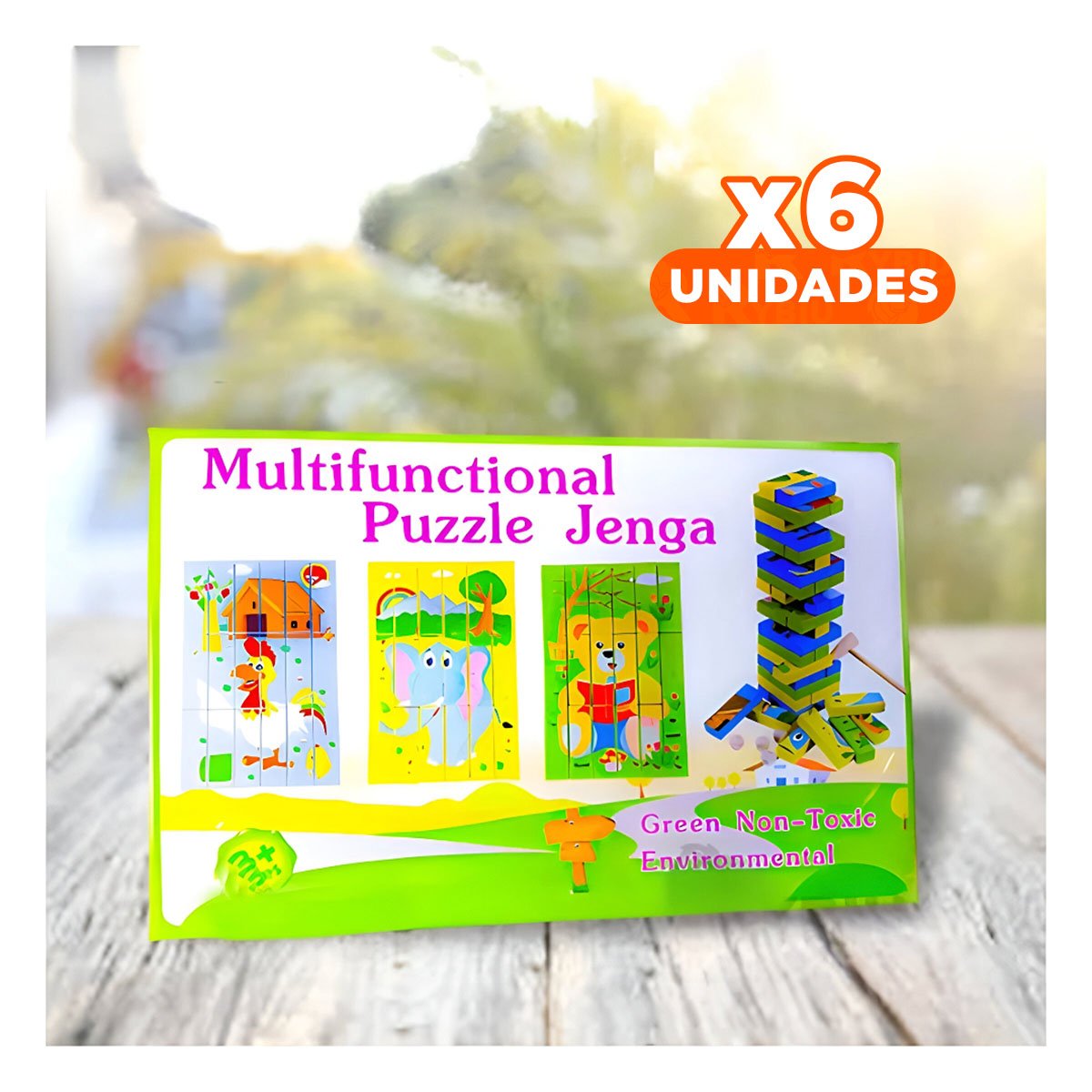 PACK6 JUEGO DE MESA CON BLOQUES PARA PUBLICO INFANTIL Y+REGALO STICKER - 1