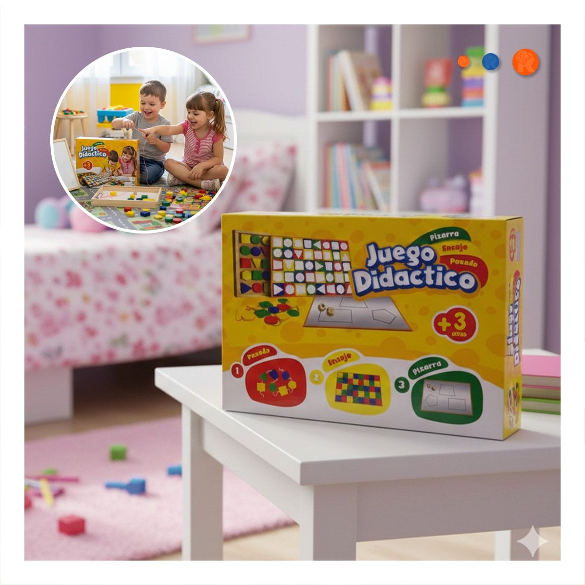 PACK12 BASE DIDACTICA 3 EN 1 CON PIZARRA ENCAJE Y PASADO PARA APRENDIZAJE Y+PAPEL REGALO - 3
